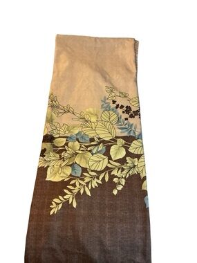 Earthy Botanical Leaf Print Shower Curtain - Sage, Blue, & Brown